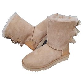 UGG Bottes Bailey Bow Marron Or Taille 38 Beige Doré