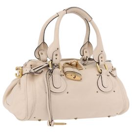 Chloé Chloe Paddington Bolsa de Mão em Couro Marfim Tom Dourado Outro