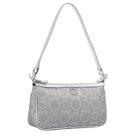 Salvatore Ferragamo Gancini Hand Bag Leather Silver Outro