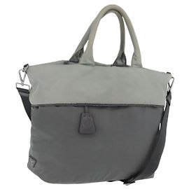 PRADA Reversible Hand Bag Nylon 2way Gray Silver Altro