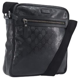 GUCCI GG Implementation Shoulder Bag PVC Black Silver 201448 Outro