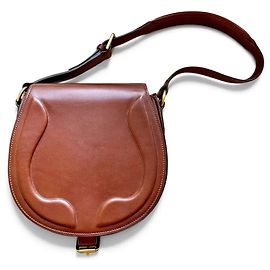 Ralph Lauren Collection Mini Bolsa Saddle em Couro Castanho Marrom
