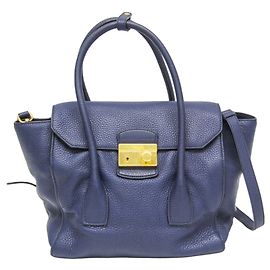 Prada VIT DAINO BN2673 Women's Handbag and Shoulder Bag Blue Golden