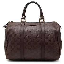 Bolsa Boston Gucci Brown Medium Guccissima Joy Marrom Castanho escuro