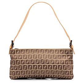 Fendi Brown Zucchino Canvas Pochette Brown Light brown