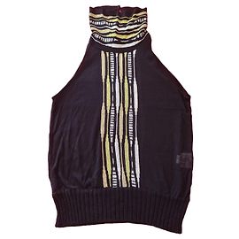 Missoni ärmelloser Strickpullover Schwarz Weiß Golden Gelb