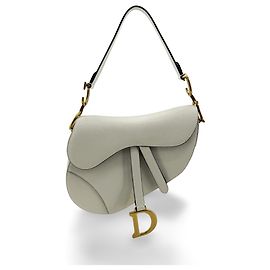 Christian Dior Saddle Leather Medium Bianco