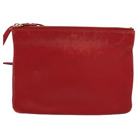 Céline Clutch Trio Zip in pelle Celine Rosso