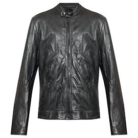 Dolce & Gabbana Giacca in pelle con collo rialzato Nero