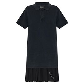 Vestido polo Balenciaga Logo de algodón negro Negro
