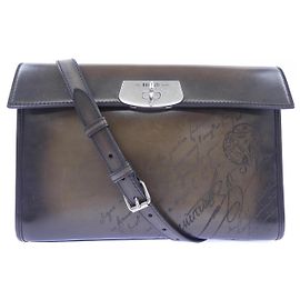 Bolso de hombro Berluti Emo Messenger Castaño