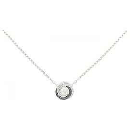 Cartier 18K White Gold Ceramic Diamond Necklace Silvery Metallic