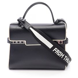 Delvaux Tempete MM Leather 2way Handbag Black