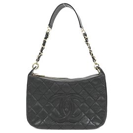Borsa a tracolla Chanel in pelle Caviar Nero