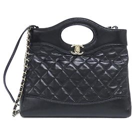 Borsa a tracolla Chanel 31 Line in pelle d'agnello Nero