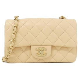 Chanel Schultertasche aus Lammleder Braun Beige