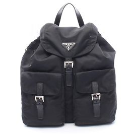 PRADA Re-Nylon Leather Backpack Black