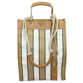 Prada Canvas Tote Bag Brown