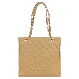 Borsa a tracolla Chanel in vitello martellato Marrone Beige