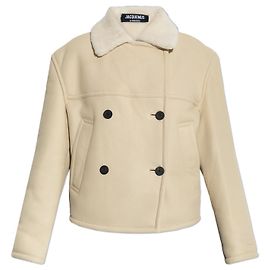 Jacquemus Double-breasted shearling coat White Cream