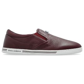 Dolce & Gabbana Leder-Slip-On-Schuhe Rot Bordeaux