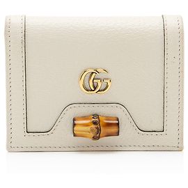 Cartera compacta Gucci Diana de piel de becerro granulada con bambú Blanco