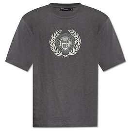 T-shirt estampada Dolce & Gabbana com logo DG em algodão cinza Cinza