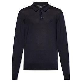 Dolce & Gabbana Long Sleeve Silk Polo Blue Blue