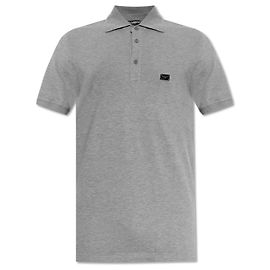 Dolce & Gabbana Cotton polo with appliqué Grey