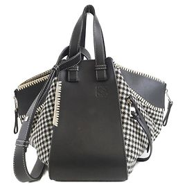 Loewe Hammock Small Wool Calfskin Shoulder Bag Black Silvery White