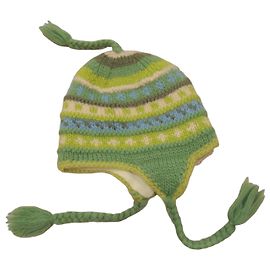 Autre Marque Gorro de lana tejido multicolor con pompones Blanco Azul Verde