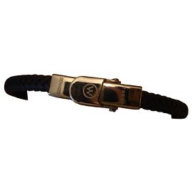 Dsquared2 Braided Leather and Stainless Steel Bracelet Black Silvery