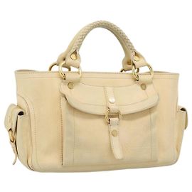 Céline Bolsa Celine Boogie Satchel em couro Bege