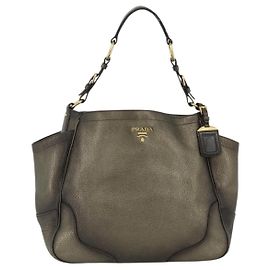Prada Side Pocket Hobo Vitello Daino Medium Dorado