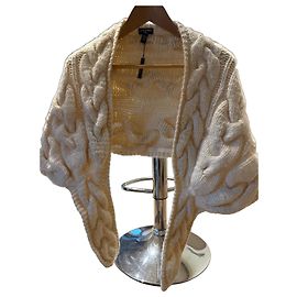Chanel Kaschmir-Schal mit Zopfmuster - Creme Roh