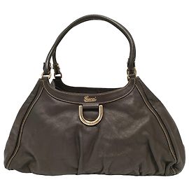 Gucci D Ring Hobo Leather Large Brown