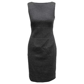 Grey Prada Virgin Wool Fitted Sleeveless Dress Size IT 40 Grey