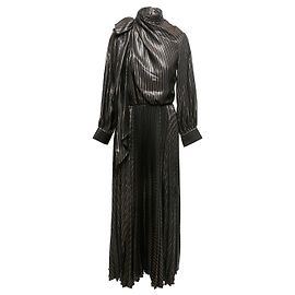 Céline Abito Maxi a Maniche Lunghe Metallizzato Celine Nero e Oro Taglia US S Nero