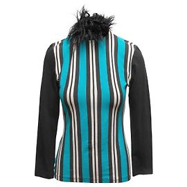 Pull rayé avec bordure en fourrure Jean Paul Gaultier Maille Noir & Multicolore Taille IT 42 Noir