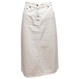 Jupe midi en denim Prada blanche Taille IT 44 Blanc