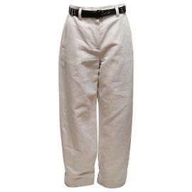 Vaqueros anchos con cinturón Louis Vuitton crema Talla FR 38 Beige