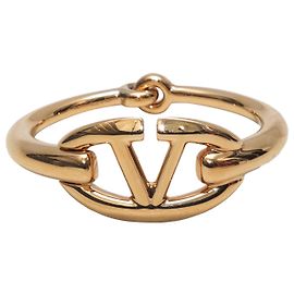 Valentino Garavani Gold-Tone Valentino Metal Logo Bangle Golden