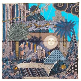 Hermès Foulard in seta stampato Hermes Acte III Scene I La Clairiere Motif Blu e Multicolor Blu