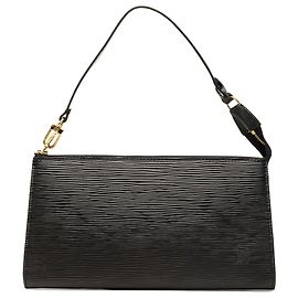Bolsa de Ombro Louis Vuitton Epi Pochette Accessoires Preta Preto
