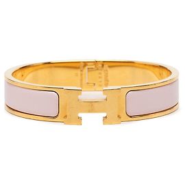 Pulsera Clic H PM estrecha de esmalte rosa Hermès Rosa