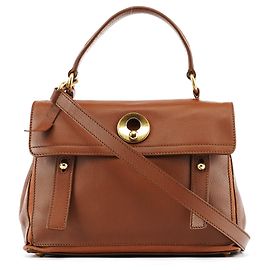 Yves Saint Laurent Light Brown Leather Muse Two 2-Way Bag Brown