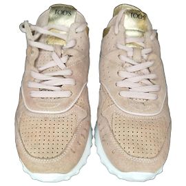 Sapatilhas Tod's em camurça bege e dourada Bege Dourado