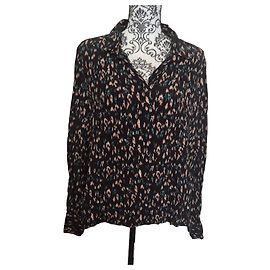 Gerard Darel Abstract Print Viscose Blouse - Size 42 Black Pink Multiple colors Light blue