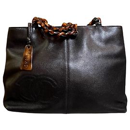 Bolsa Tote Chanel CC 1997 em couro de bezerro e corrente de casco de tartaruga Outro
