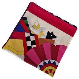 Sciarpa Hermès "Cheval de Fête" in cashmere e seta Nero Rosa Bianco Rosso Blu Multicolore Verde Giallo